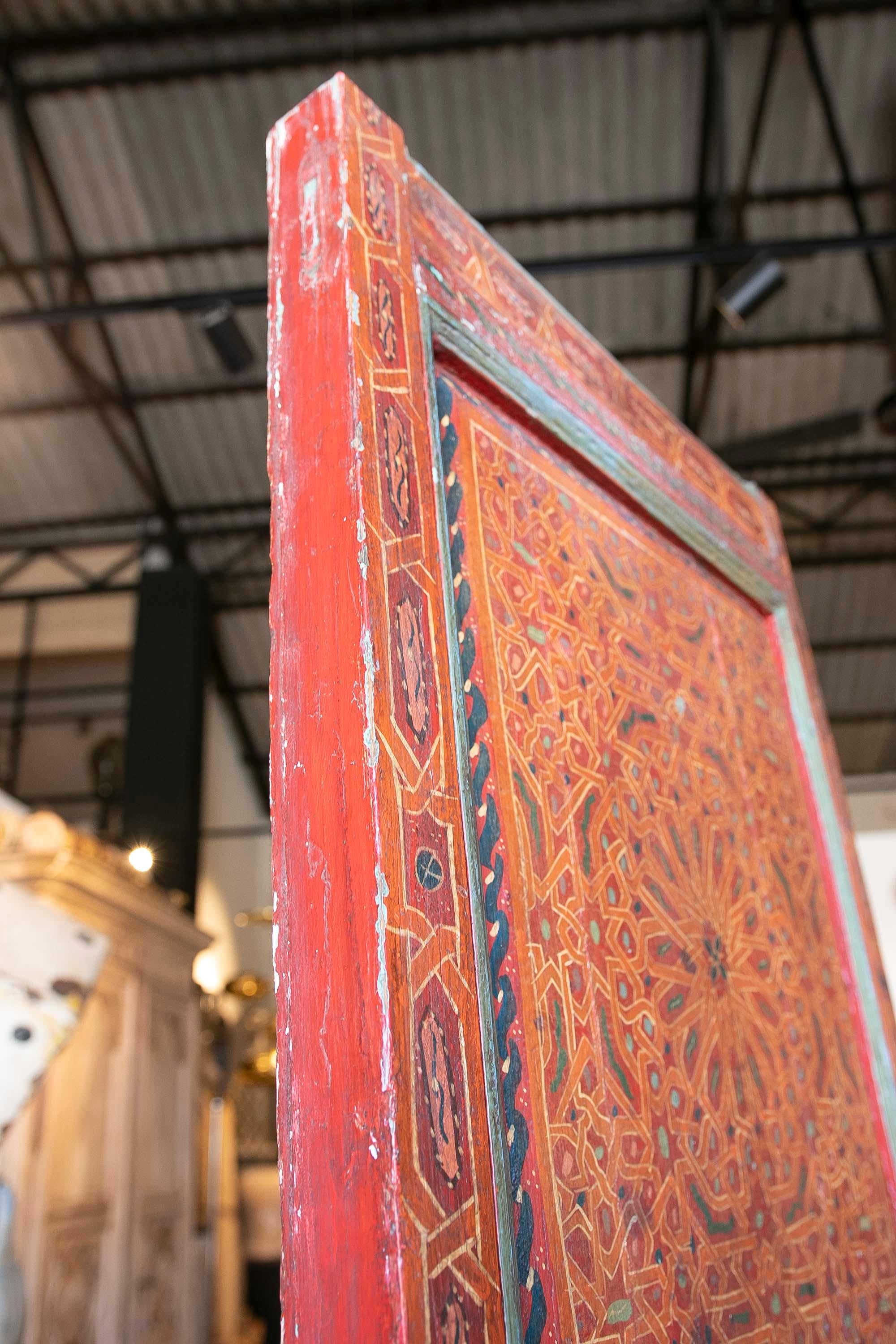 19th Century Moroccan Pair of Polychrome Doors with Original Iron Fittings 15