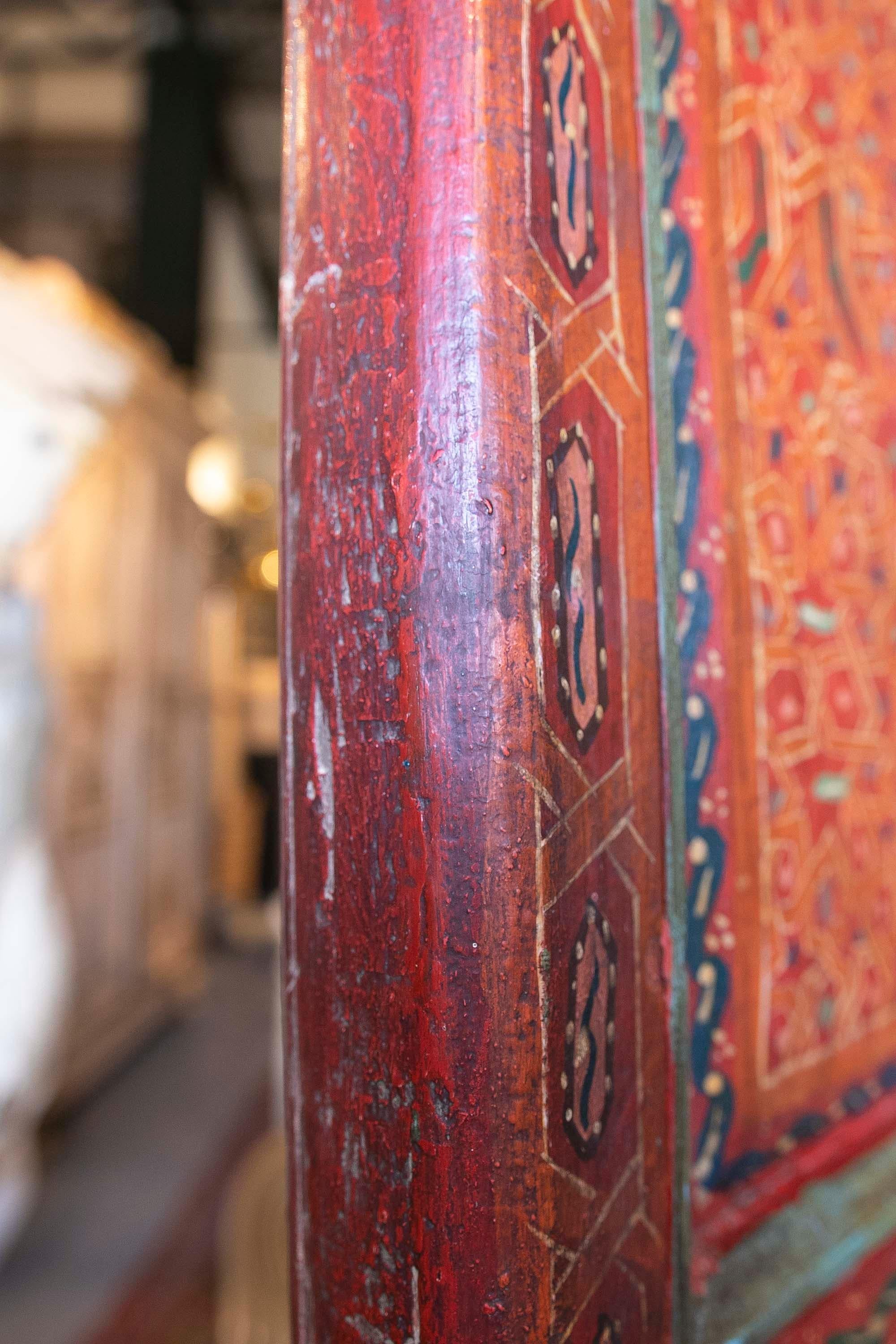 19th Century Moroccan Pair of Polychrome Doors with Original Iron Fittings 2