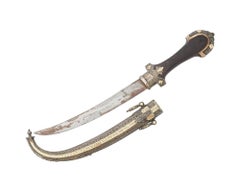 19Th Century Moroccan Silver Gold Berber Jambiya Dagger