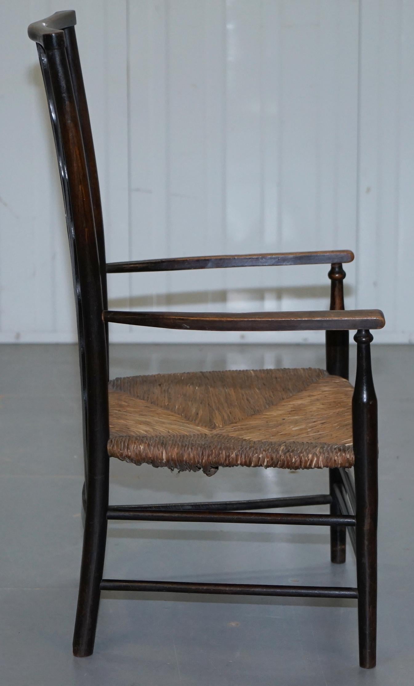 19th Century Morris & Co for Liberty London Lathback Armchair Rush Seat 5