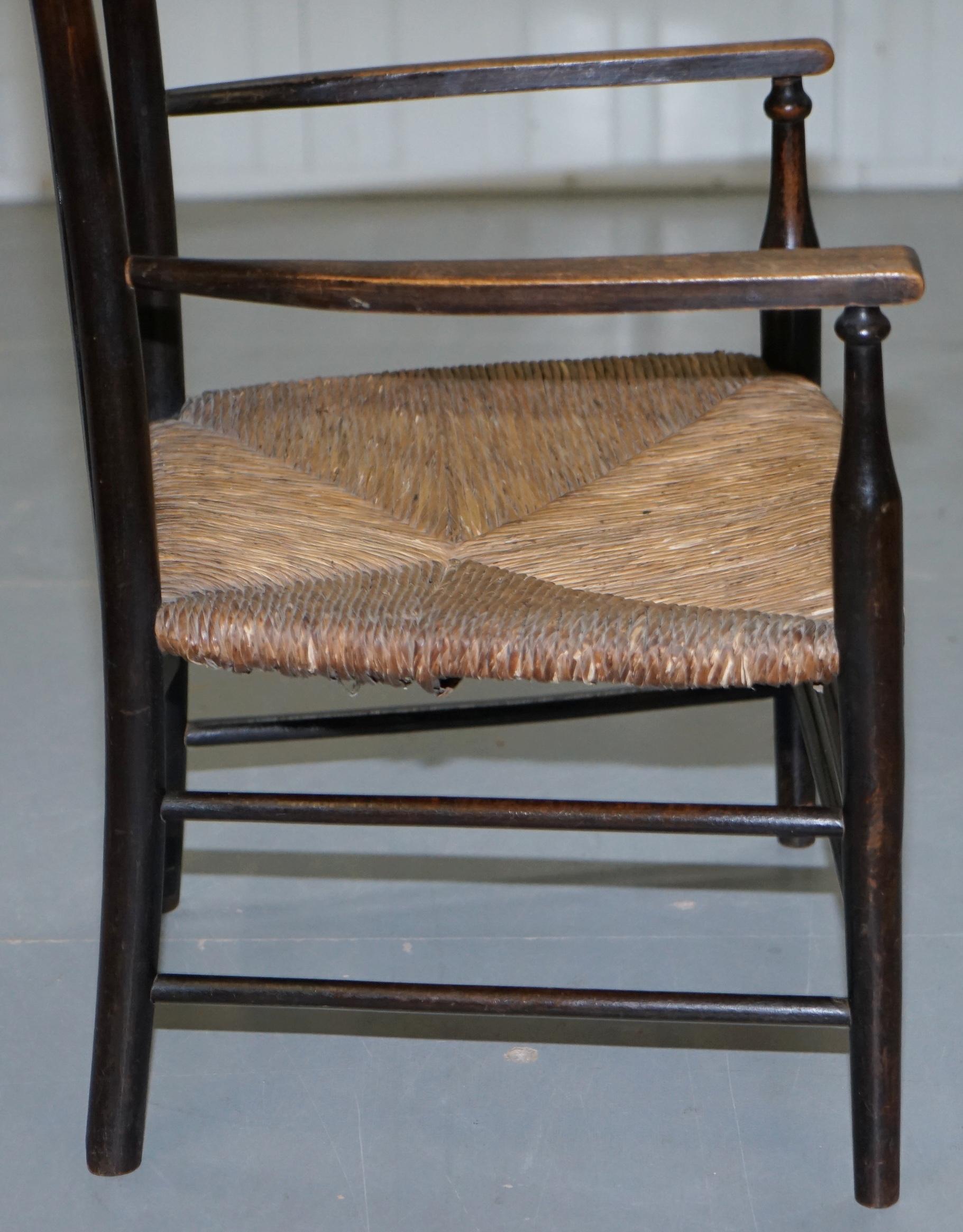 19th Century Morris & Co for Liberty London Lathback Armchair Rush Seat 6