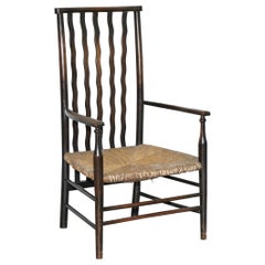 19th Century Morris & Co for Liberty London Lathback Armchair Rush Seat