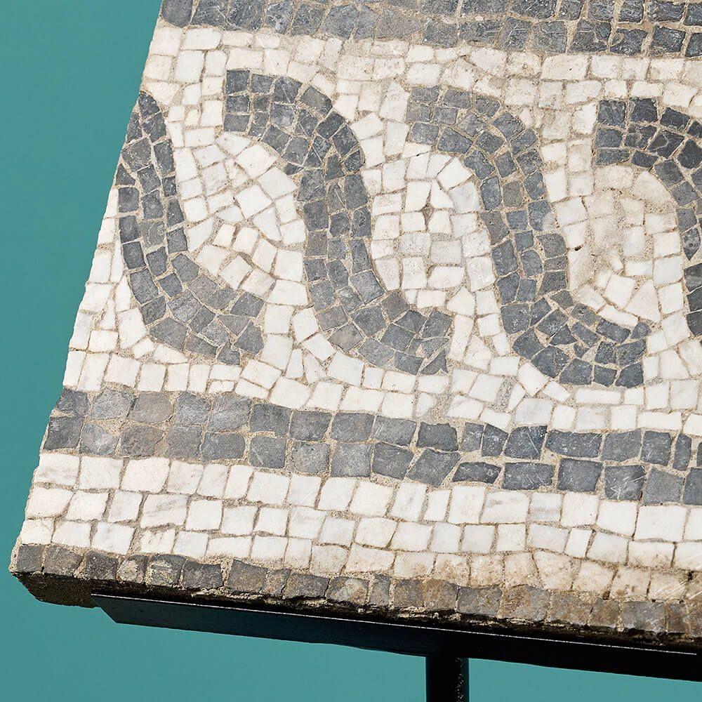 English 19th Century Mosaic Fragment Mounted on Stand For Sale