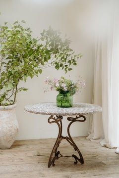 19th century mosaic inlaid table on iron art nouveau base