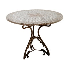 19th century mosaic inlaid table on iron art nouveau base 19th century mosaic inlaid table on iron art nouveau base