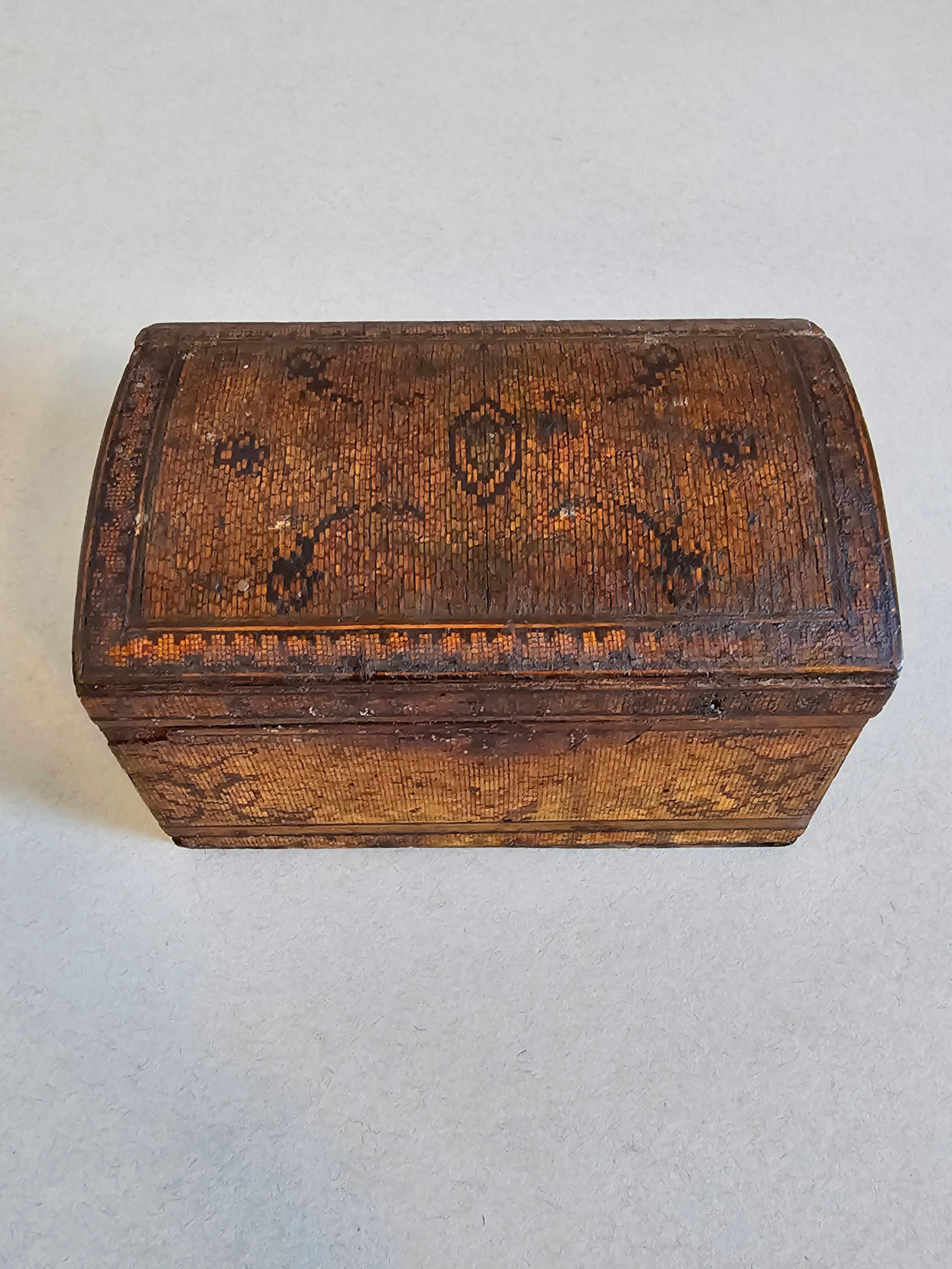 Hand-Crafted 19th Century Mosaic Intarsia Marquetry Table Box  For Sale