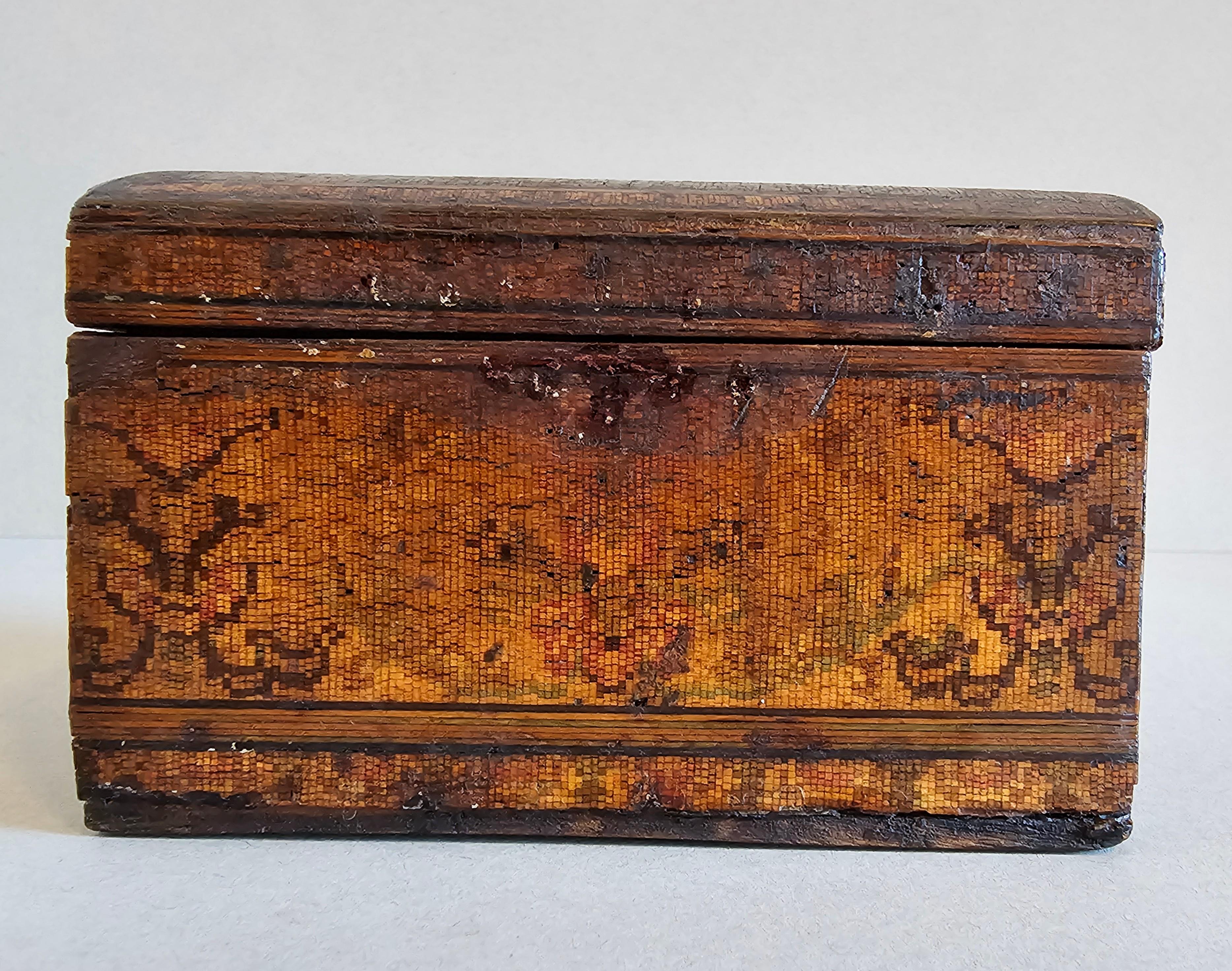 Wood 19th Century Mosaic Intarsia Marquetry Table Box  For Sale
