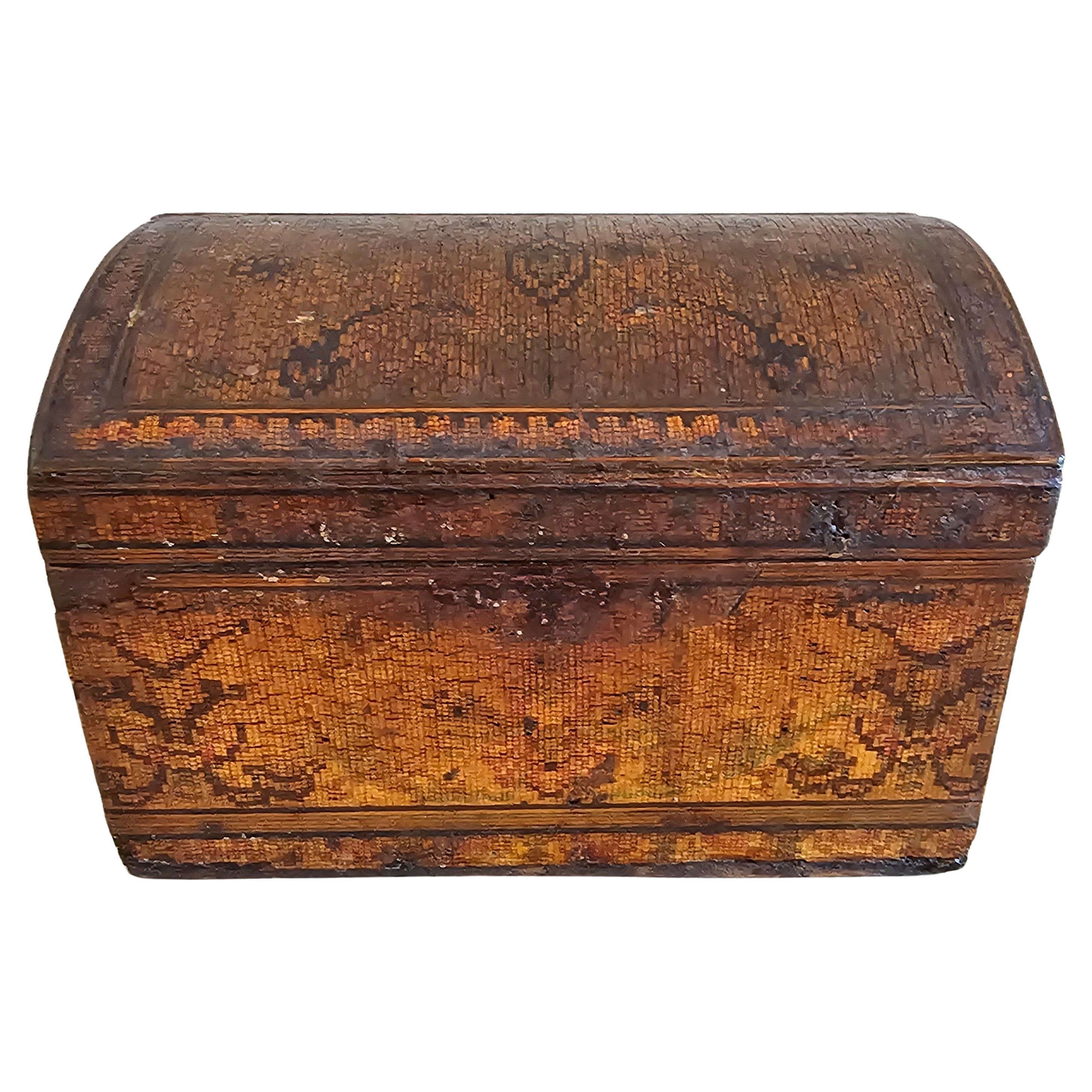 19th Century Mosaic Intarsia Marquetry Table Box 