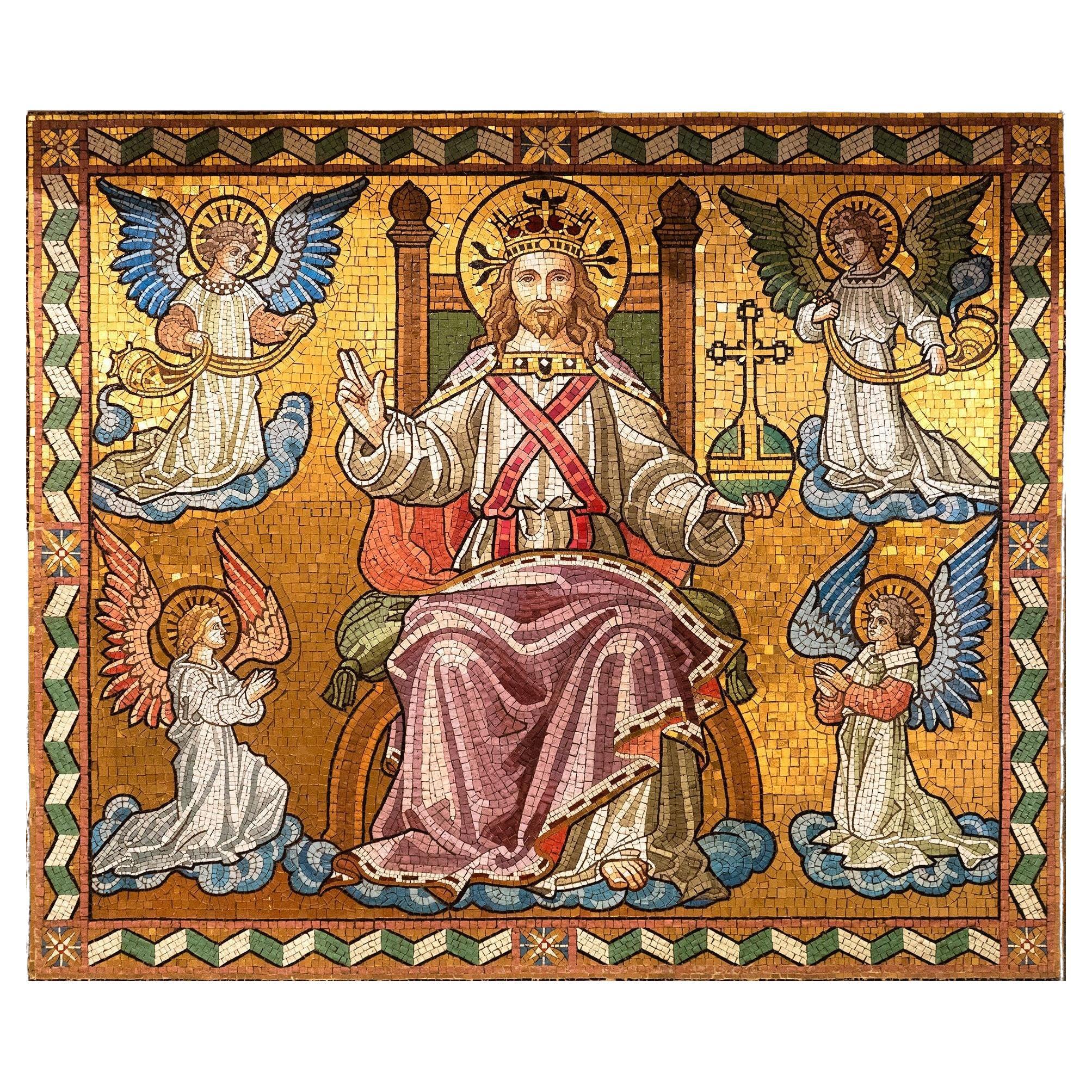 19th Century Mosaic of Christ and Angels For Sale