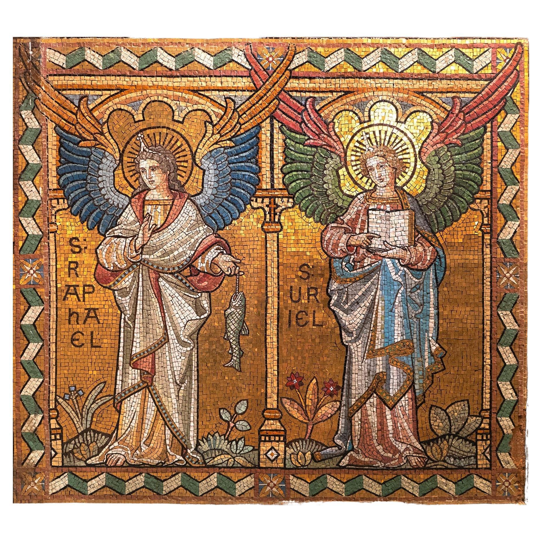19th Century Mosaic of Saint Raphael & Saint Uriel