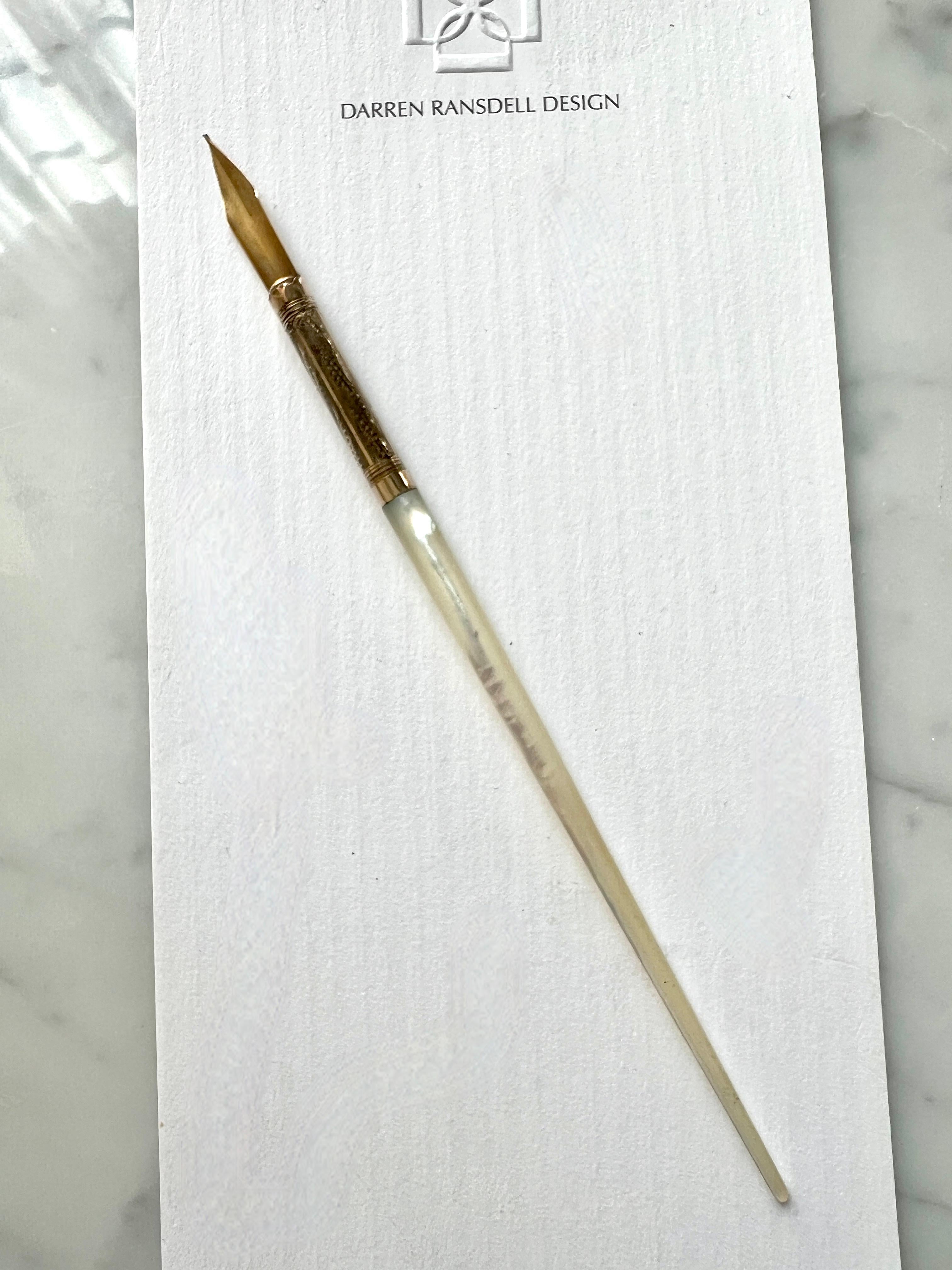 19th Century Mother of Pearl Handle Mabie Todd Fountain Pen with 14k Tip For Sale 1