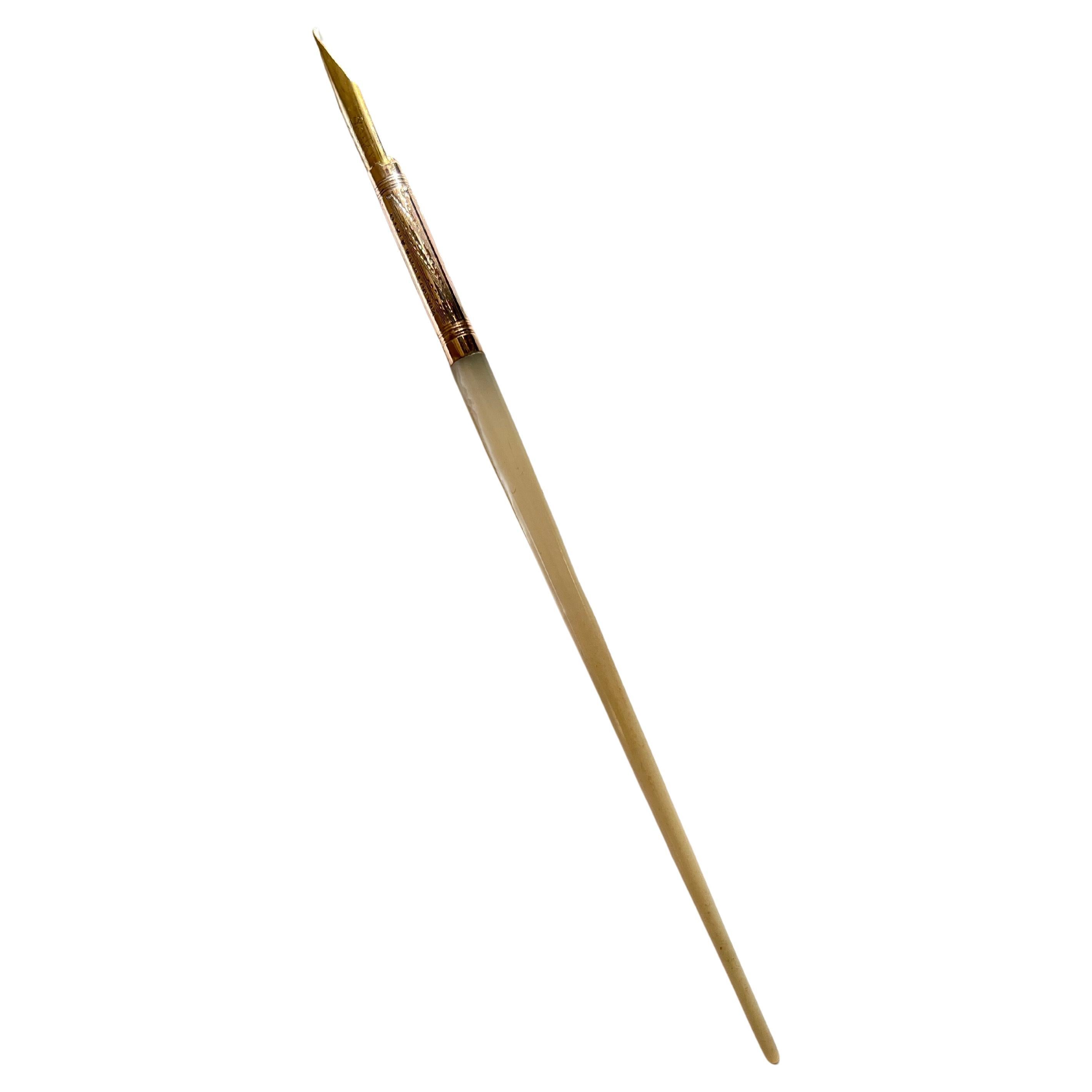 19th Century Mother of Pearl Handle Mabie Todd Fountain Pen with 14k Tip