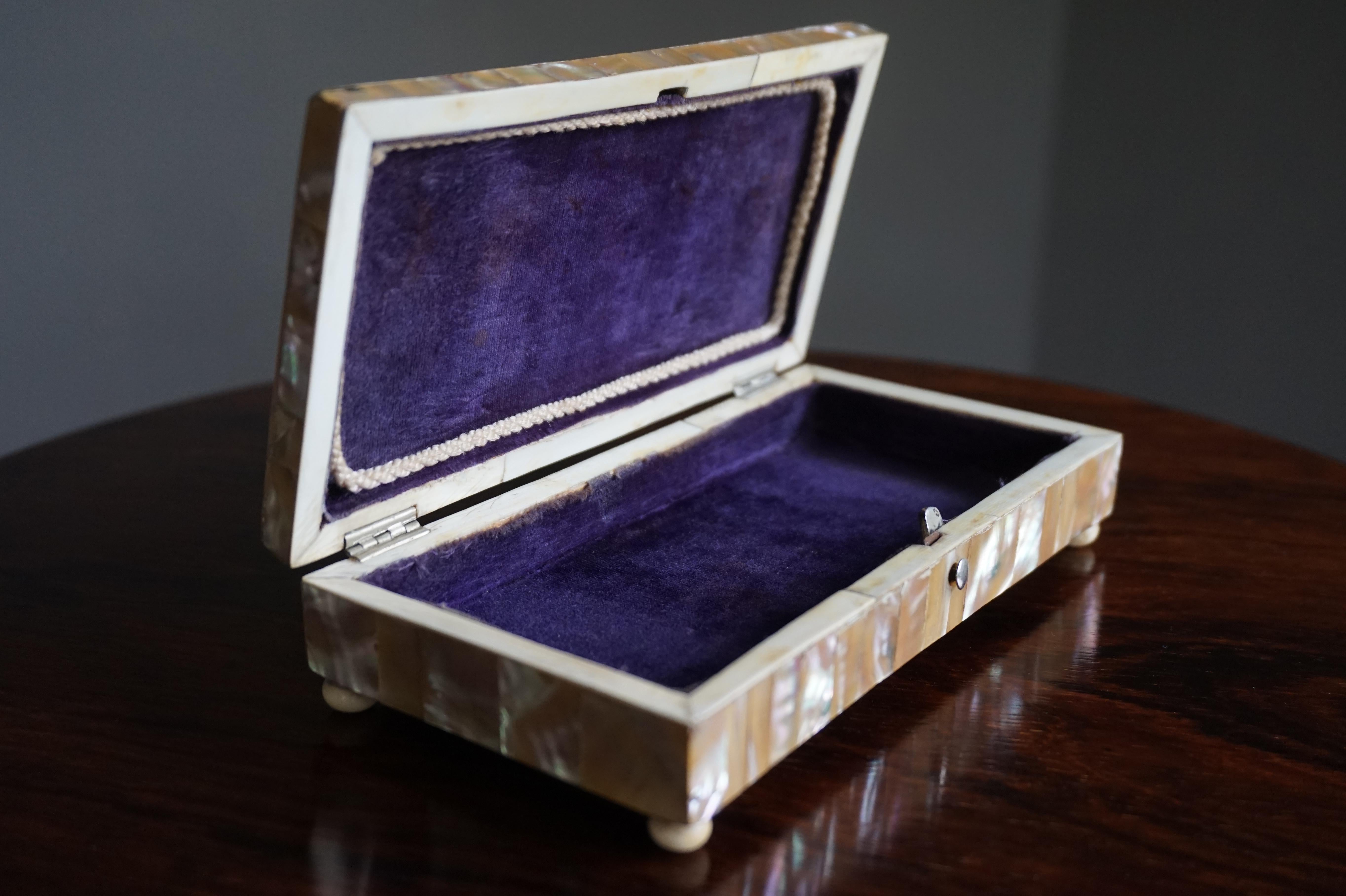 19th Century Mosaic Inlay Spoon or Jewelry Box with Silver Hinges and 'Lock' 2