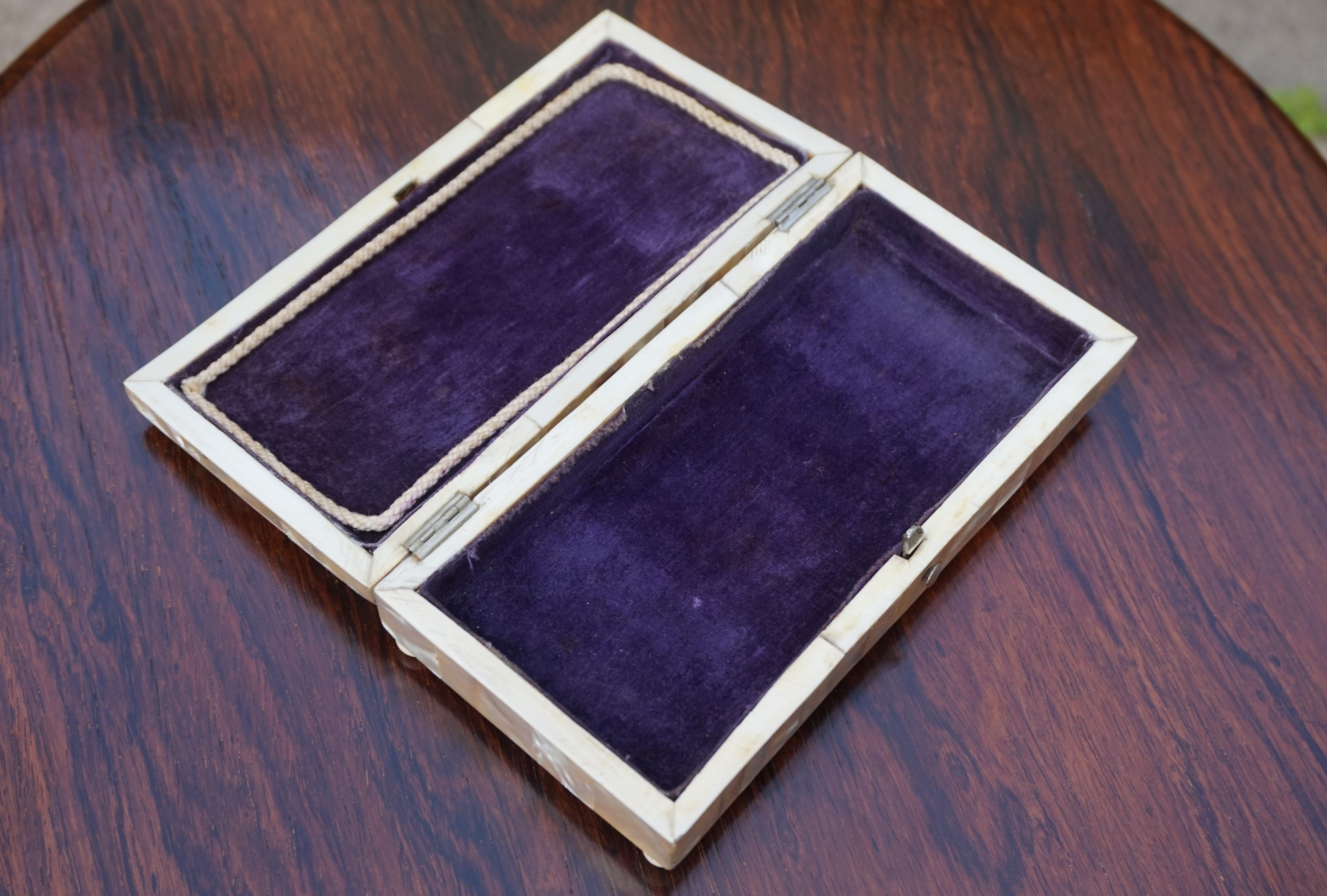 19th Century Mosaic Inlay Spoon or Jewelry Box with Silver Hinges and 'Lock' 4