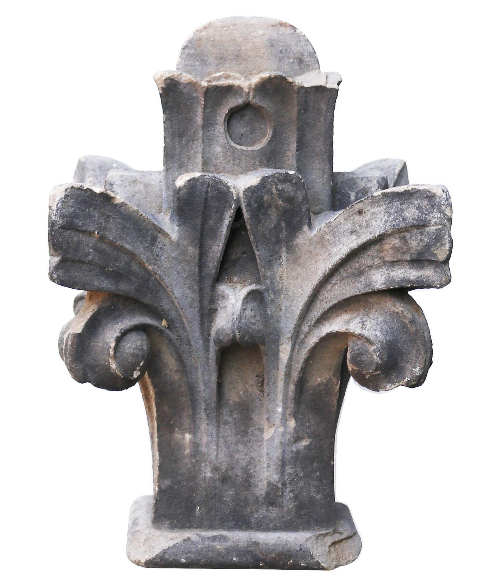 Steel 19th Century Mounted York Stone Finial For Sale