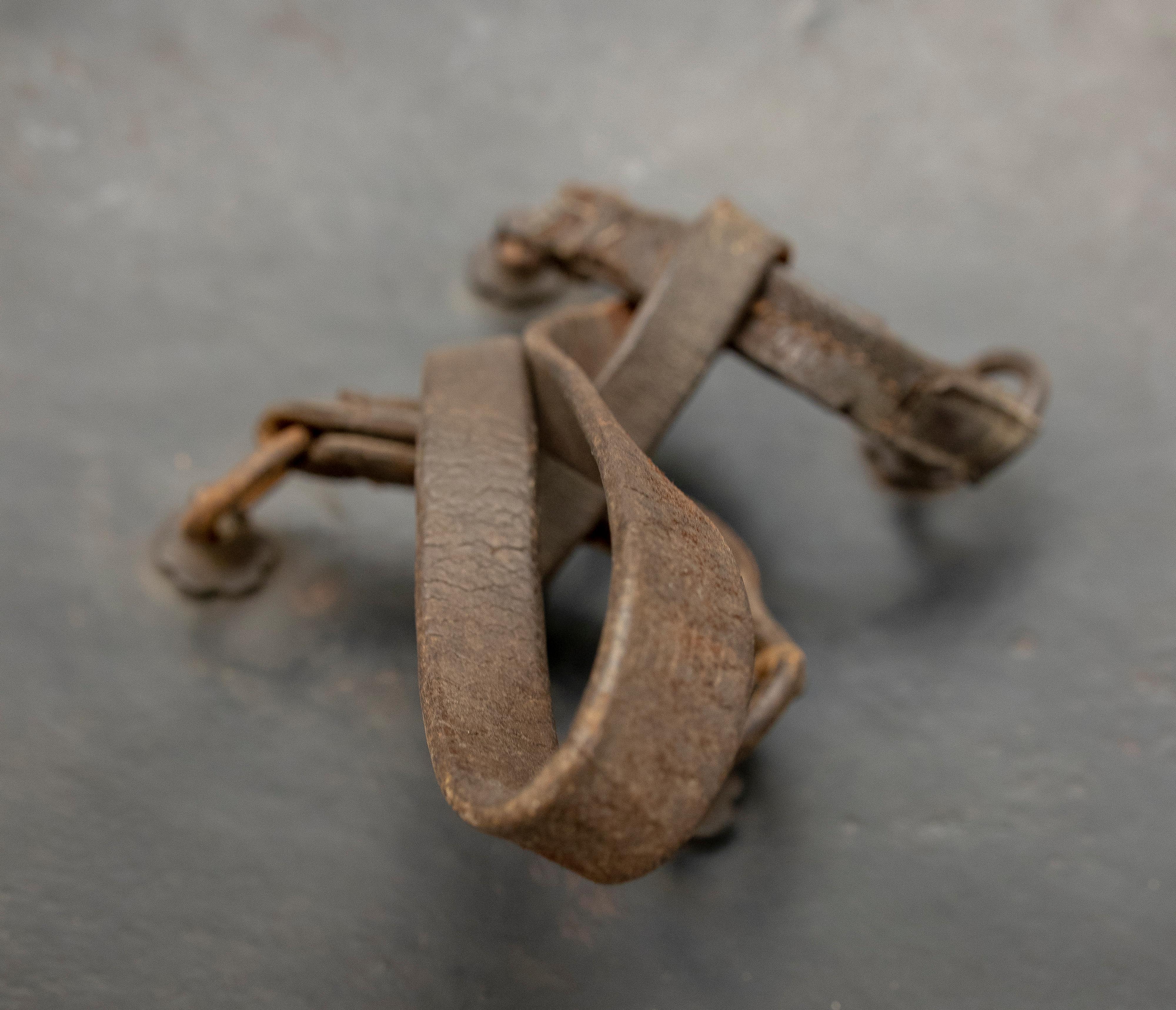 19th Century Mughal Leather Shield and Bronze Finials with Traces of Gold For Sale 5