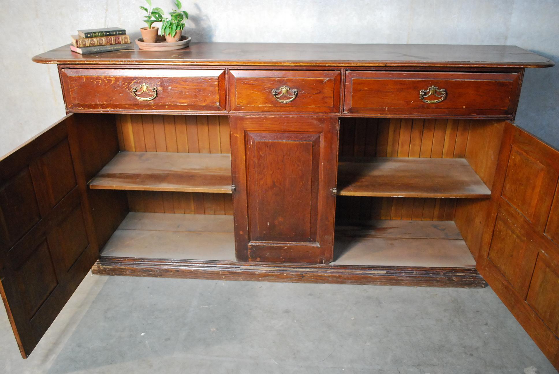 19th Century Multi Panel Formal Country Sideboard Server In Good Condition In Surrey, BC