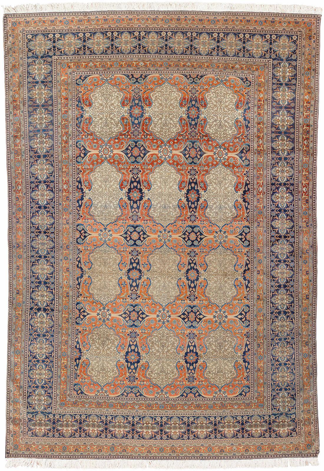 Museum Quality astonishing mid-19th century Mohtasham Kashan Rug. This carpet is just as gorgeous today as when it was woven 175 years ago, remarkably remaining in exceptional heavier medium pile condition.

Measures: 7'4'' x 10'9''

The most