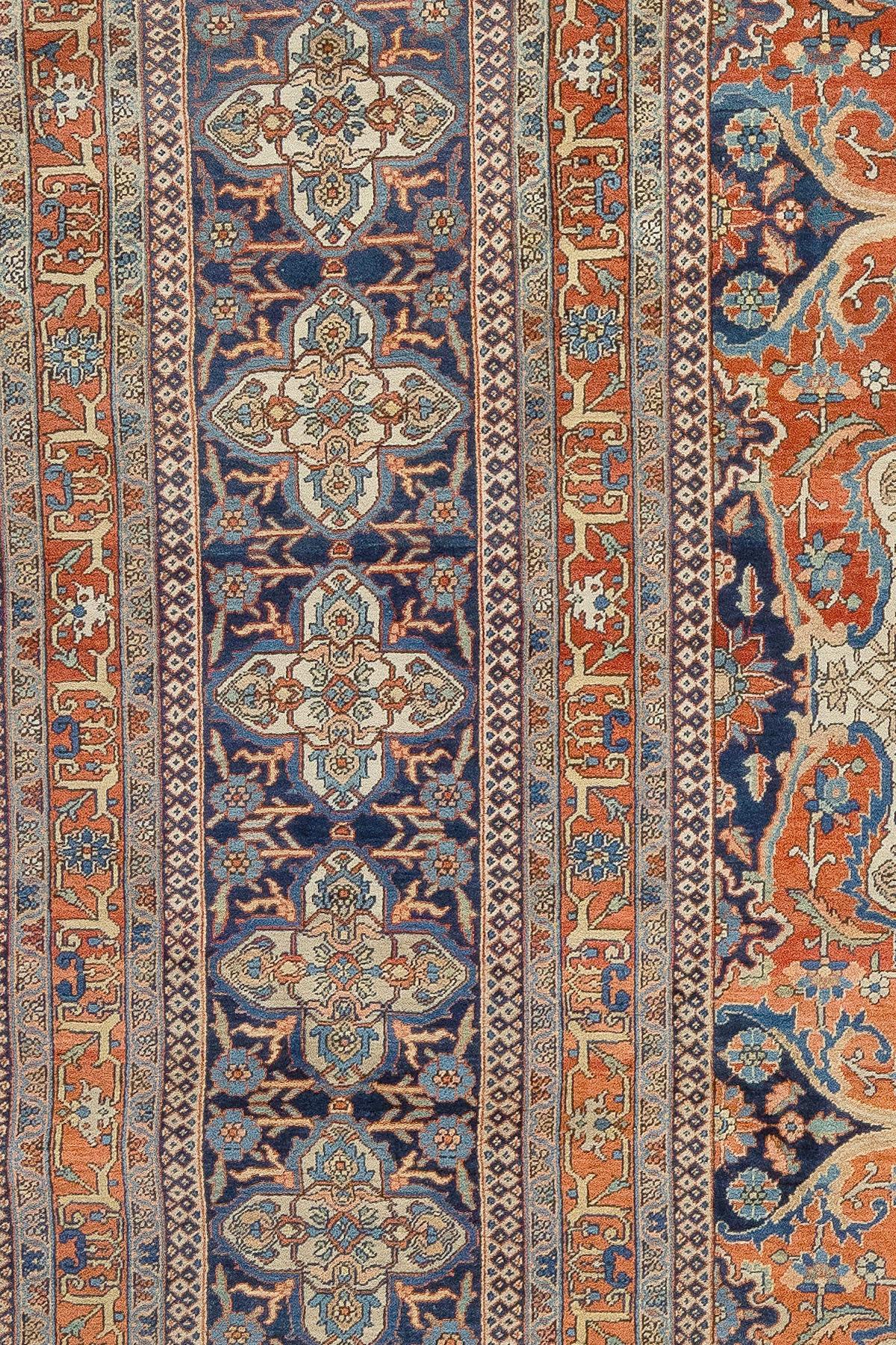 Hand-Woven 19th Century Museum Caliber Mohtasham Kashan Rug For Sale