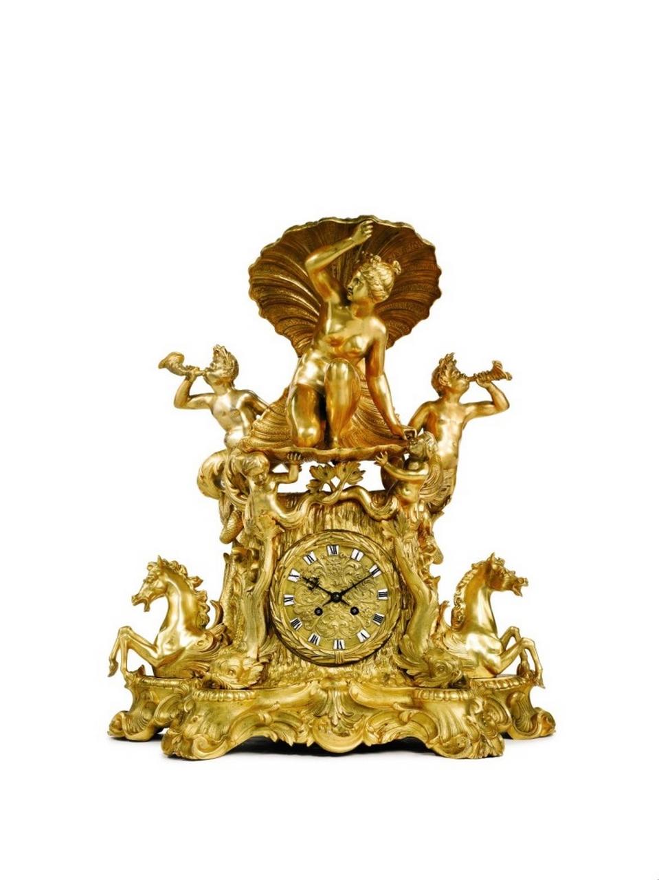 The Following Item we are Offering is a Large and Impressive 19th Century Museum Quality Louis XVI French Ormolu, Patinated Bronze Gilt Bronze Mantel Clock depicting the Birth of Venus, Magnificently done with Exquisite and Fascinating Detail. Taken