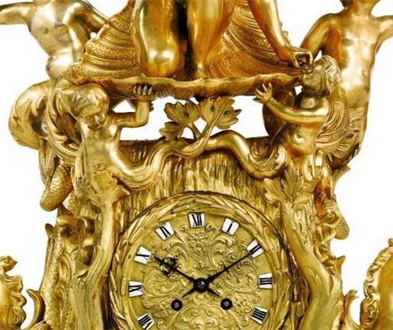 Horloge française du 19e siècle de qualité muséale, enfants, chérubins et Vénus Unisexe en vente