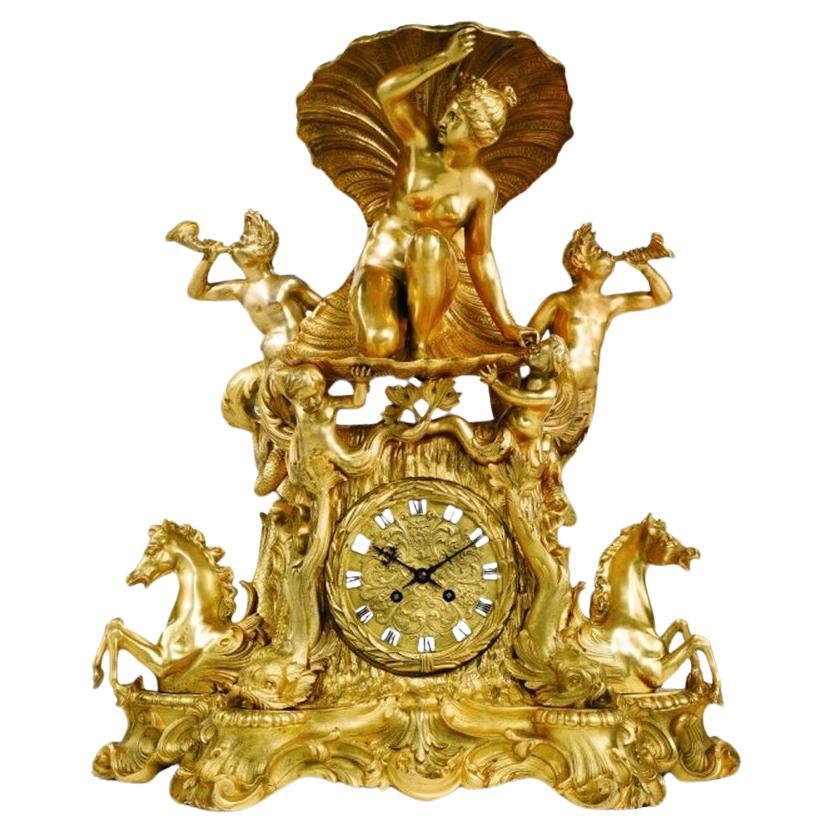 19th Century Museum Quality French Bronze Clock Children Cherubs & Venus For Sale