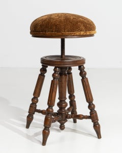 19th Century Mustard Wood Napoleon III Adjustable Piano Stool