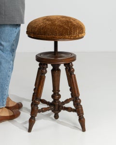 19th Century Mustard Wood Napoleon III Adjustable Piano Stool