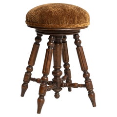 19th Century Mustard Wood Napoleon III Adjustable Piano Stool