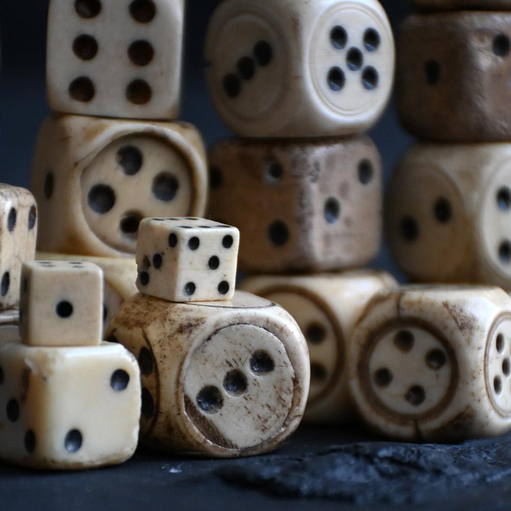 Folk Art 19th Century Mutton Bone Hand Carved Dice Collection