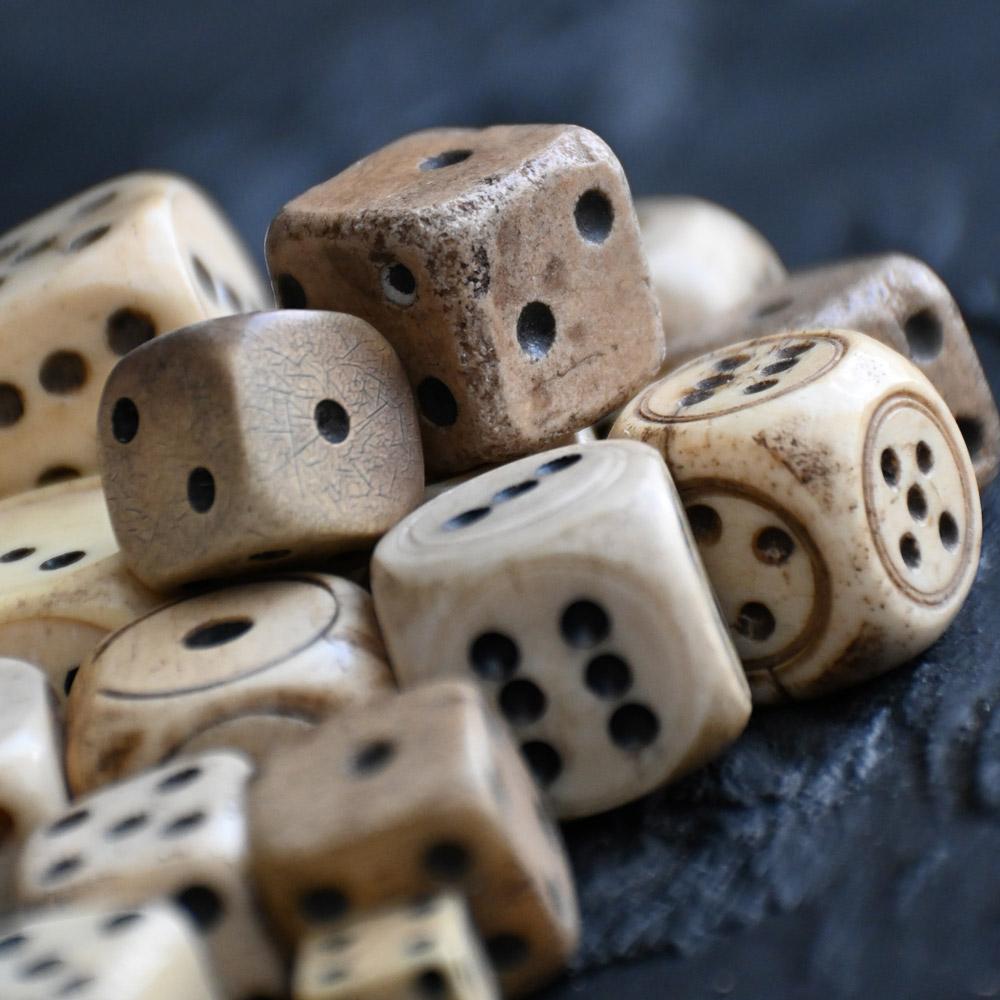Hand-Carved 19th Century Mutton Bone Hand Carved Dice Collection