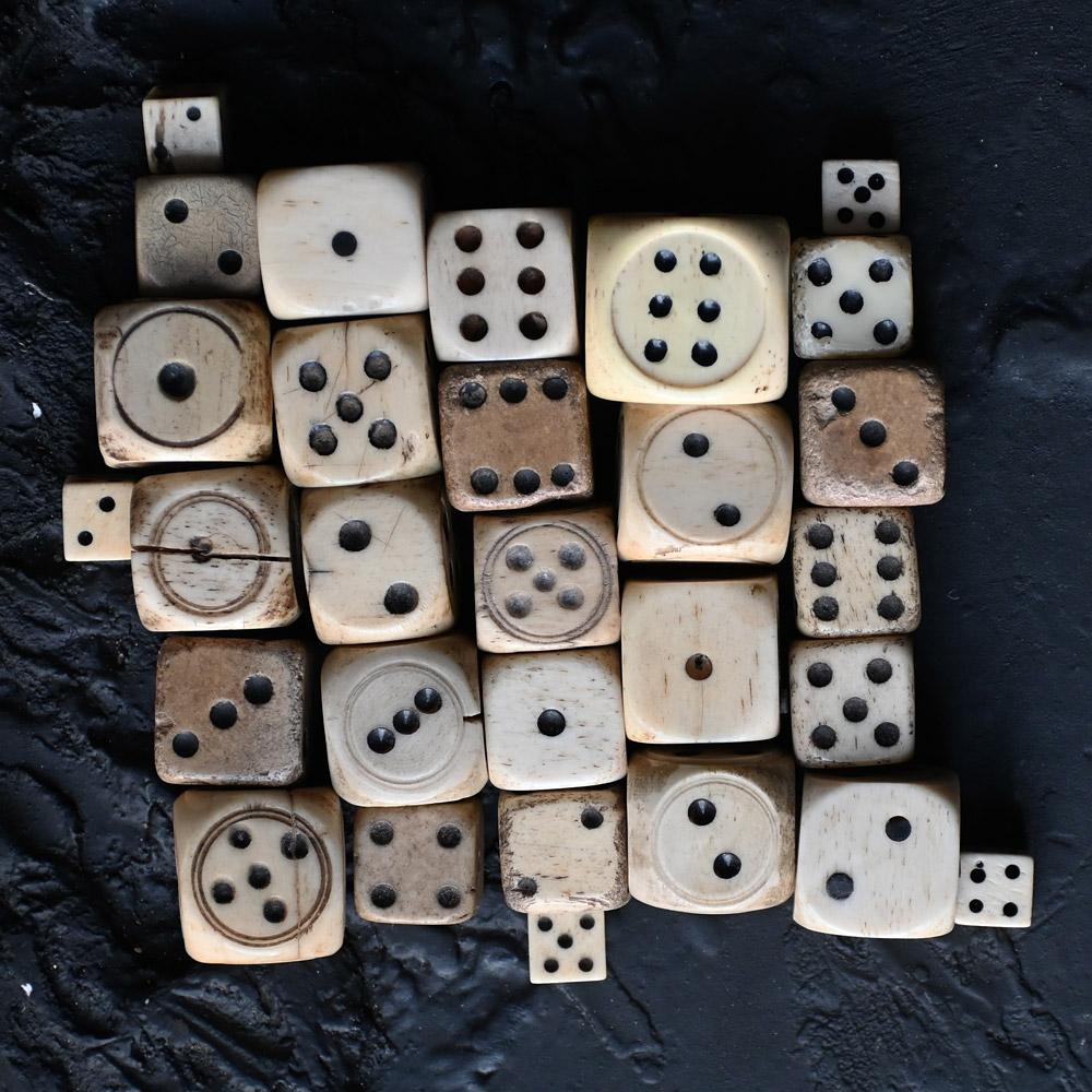 19th Century Mutton Bone Hand Carved Dice Collection 2