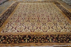 Outstanding Ivory Color with Abstract Floral Design Antique Indian Agra Rug