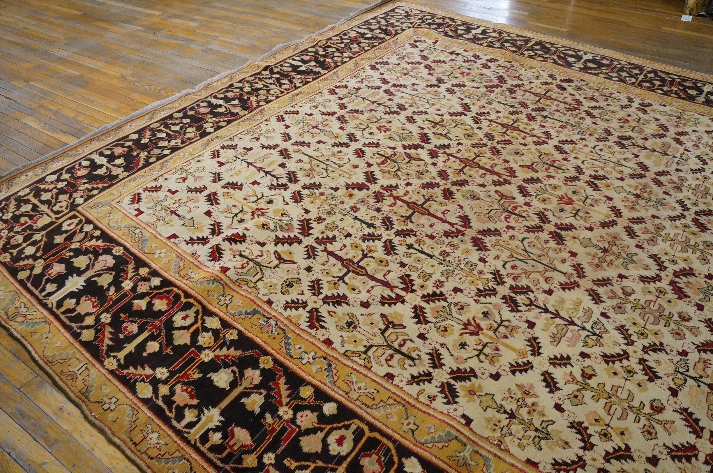 Annodato a mano Tappeto Agra indiano del XIX secolo ( 11' x 15'6