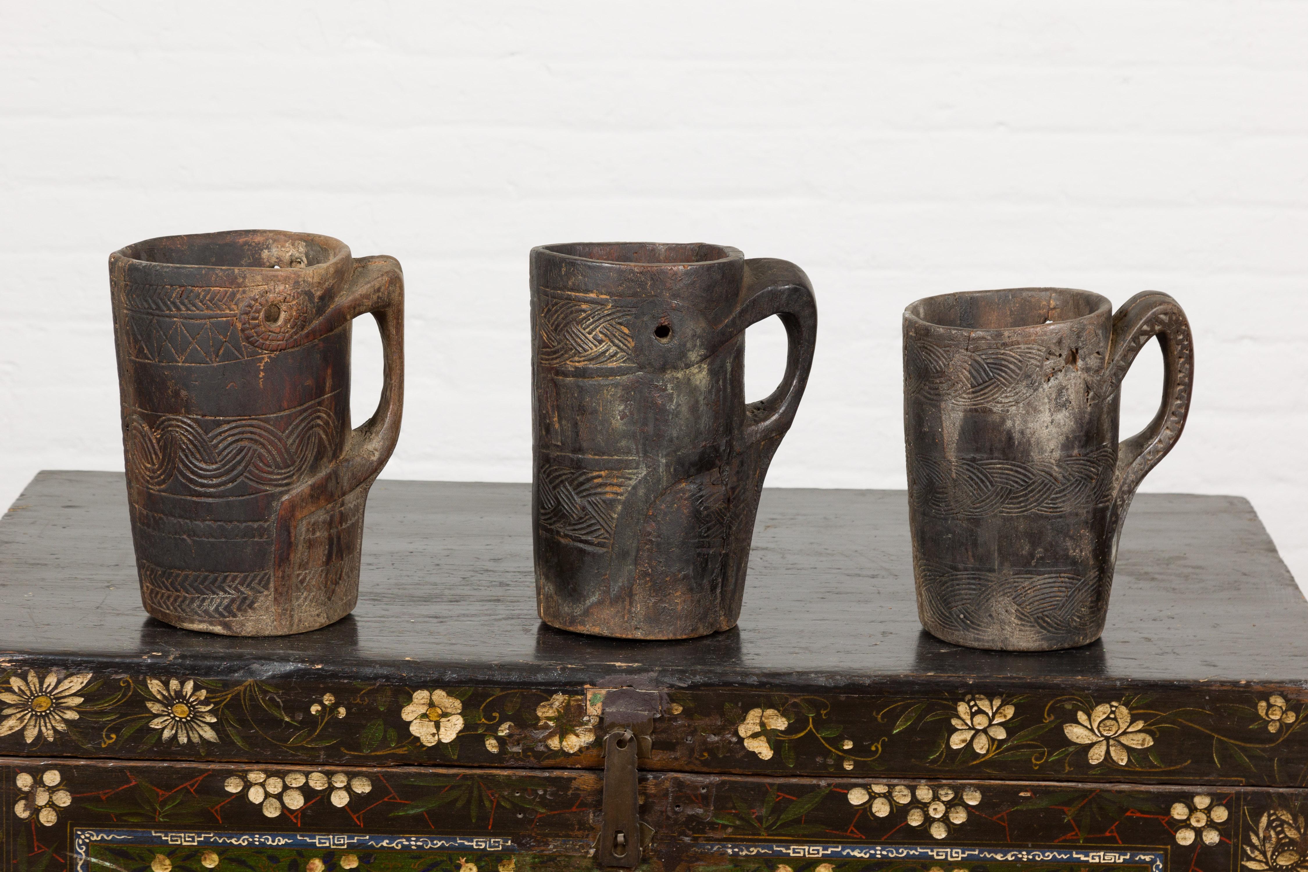 Rustic 19th Century Indian Antique Cups, Sold Each For Sale