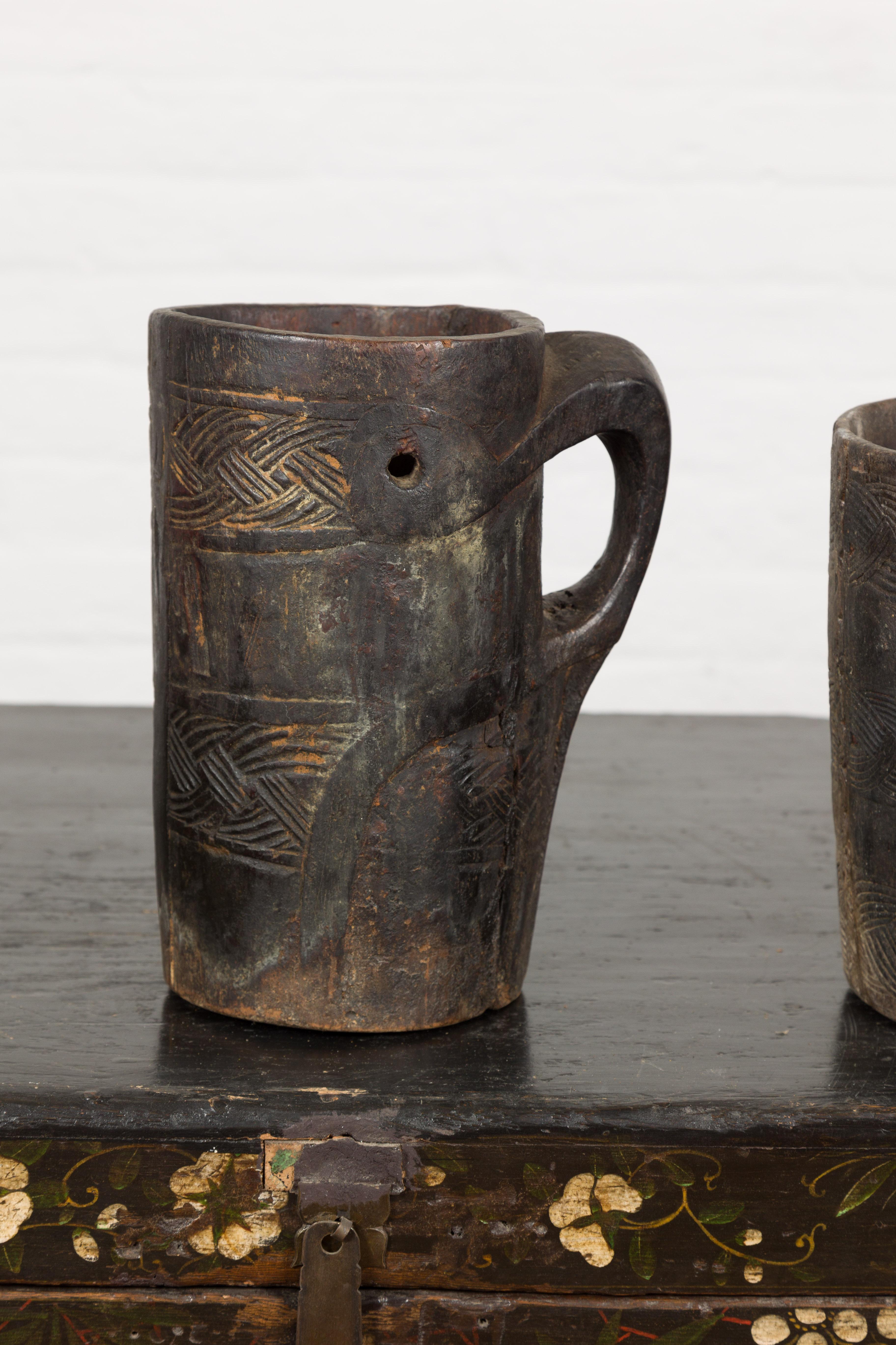 Wood 19th Century Indian Antique Cups, Sold Each For Sale