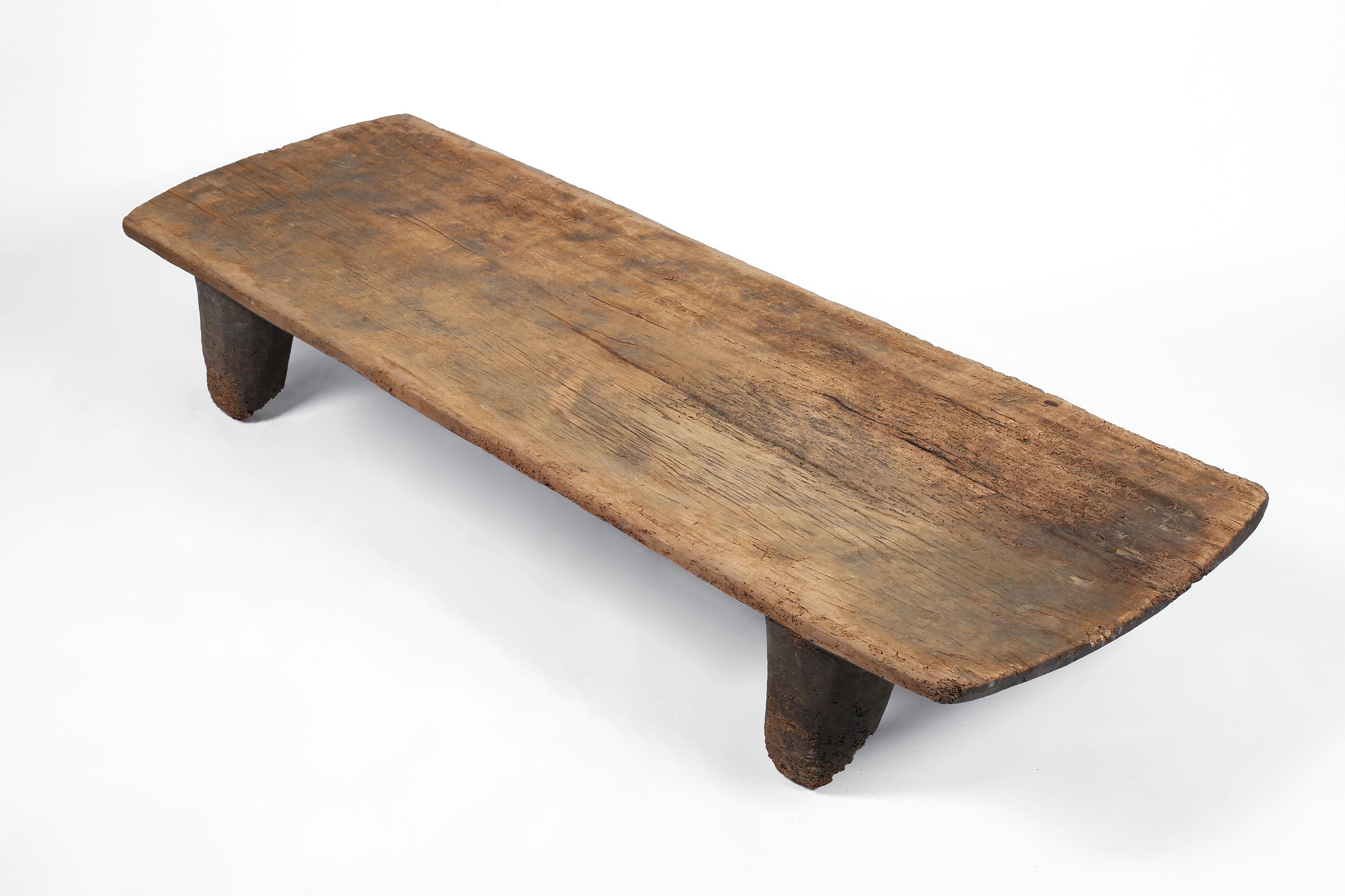 Hand-Carved 19th Century Nagaland Coffee Table Primitive Bed Wabi Sabi
