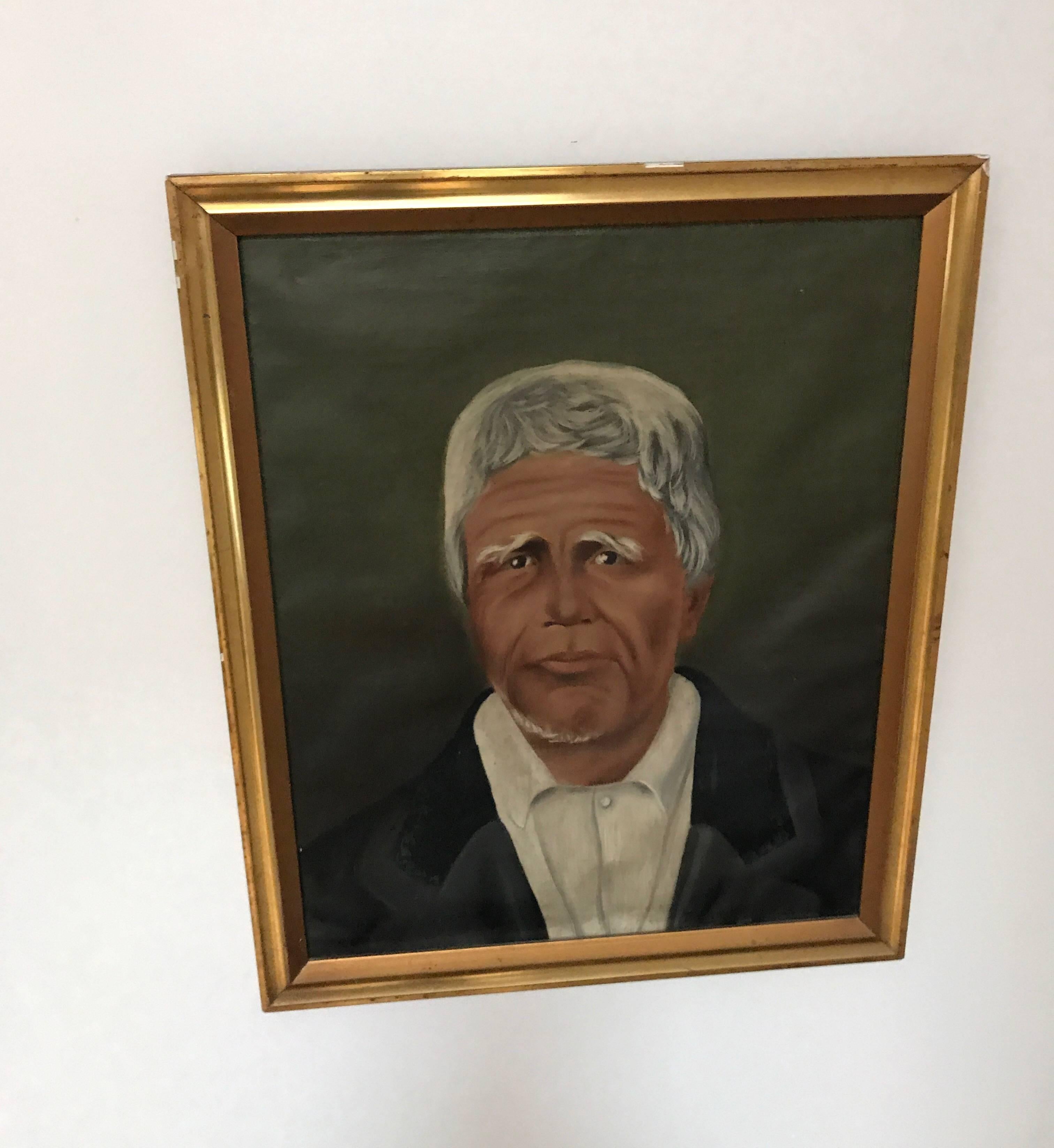 Canvas 19th Century Naive Portrait of a Gentleman For Sale