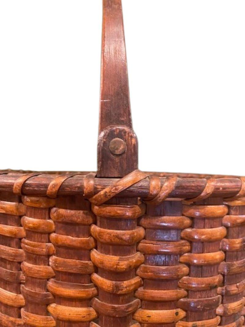 Folk Art 19th Century Nantucket Lightship Half Bushel Basket For Sale