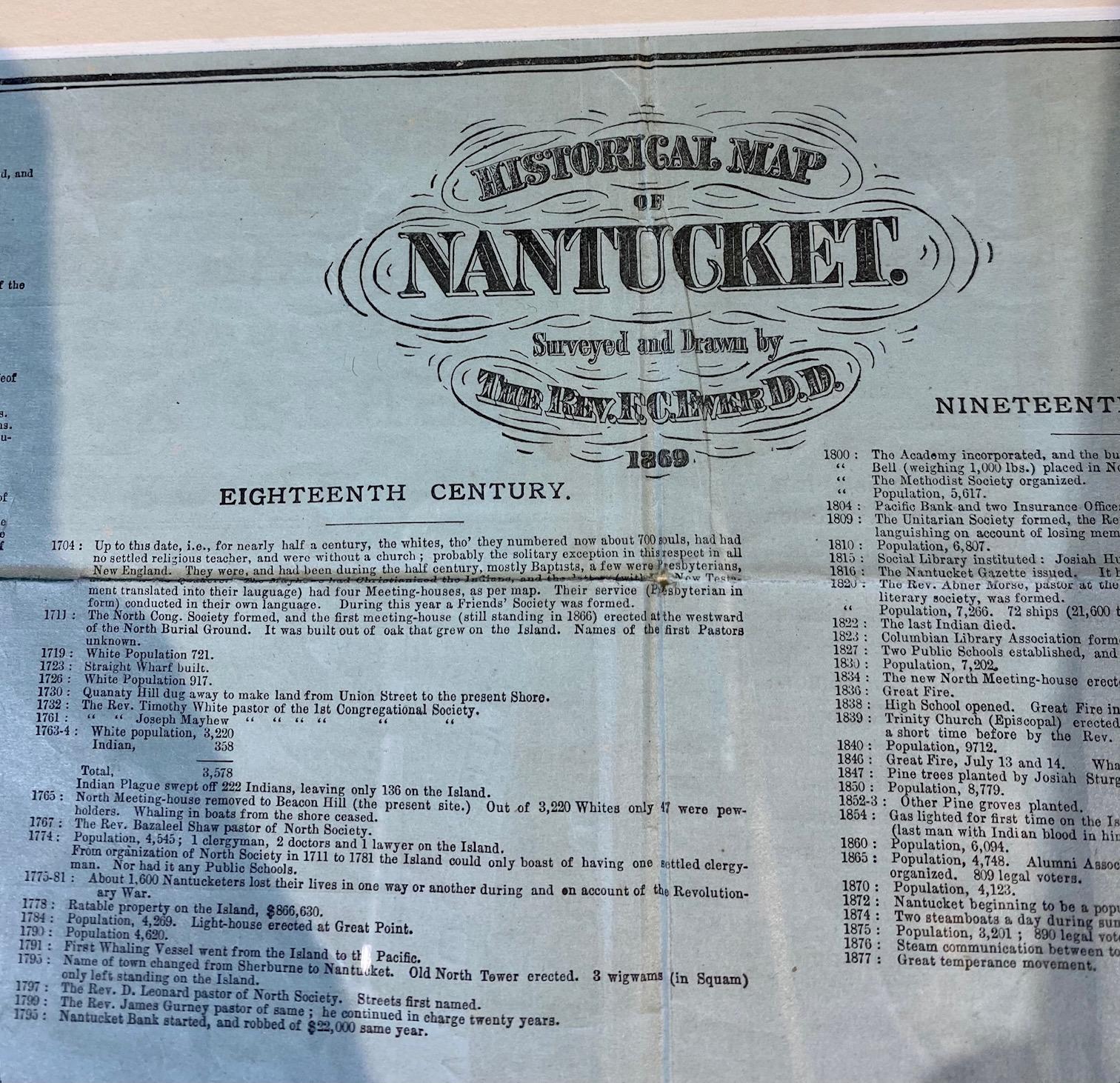 American 19th Century Nantucket Map by Rev, Ewer, circa 1886