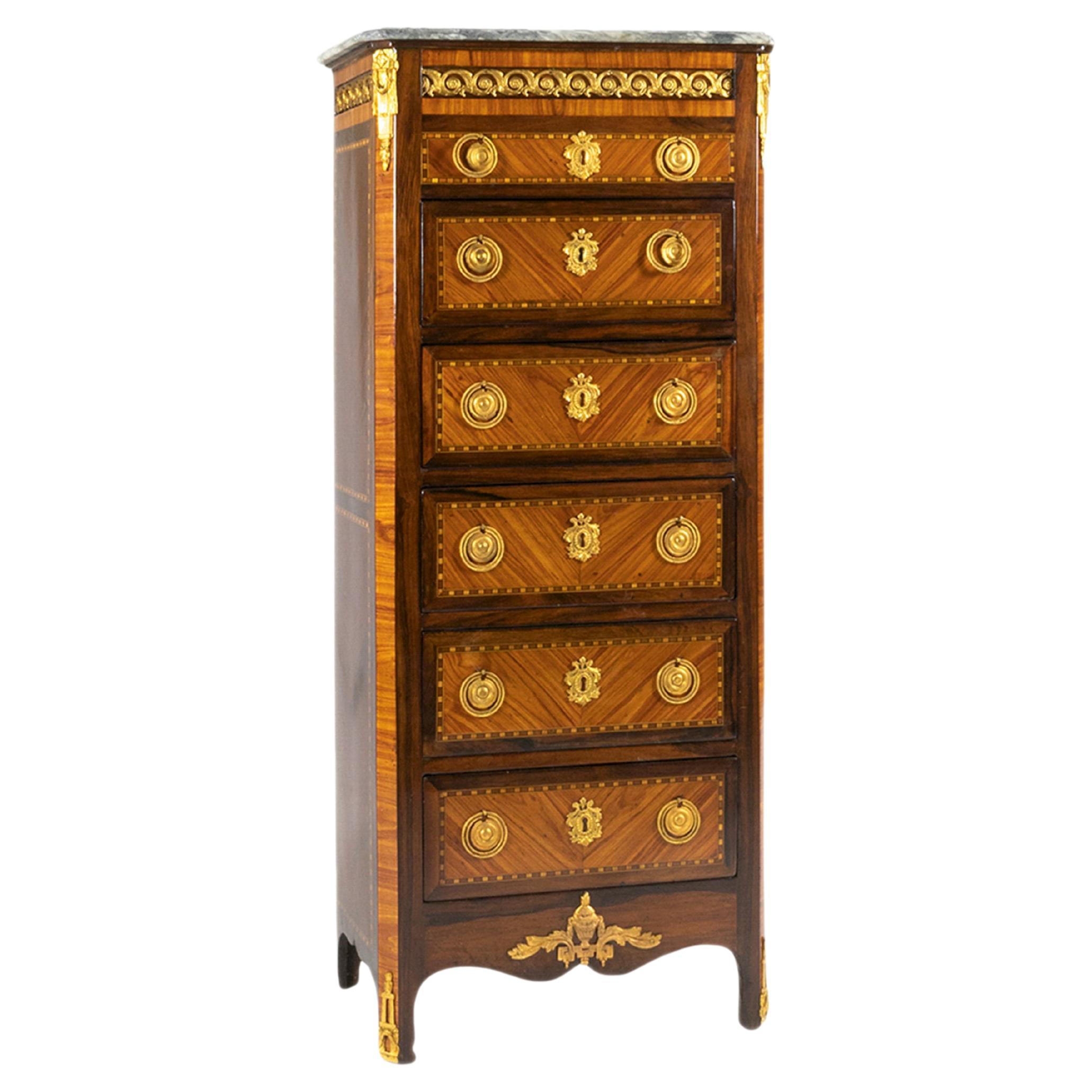 Commodo a cassettoni in marmo Napoleone III del XIX secolo in vendita