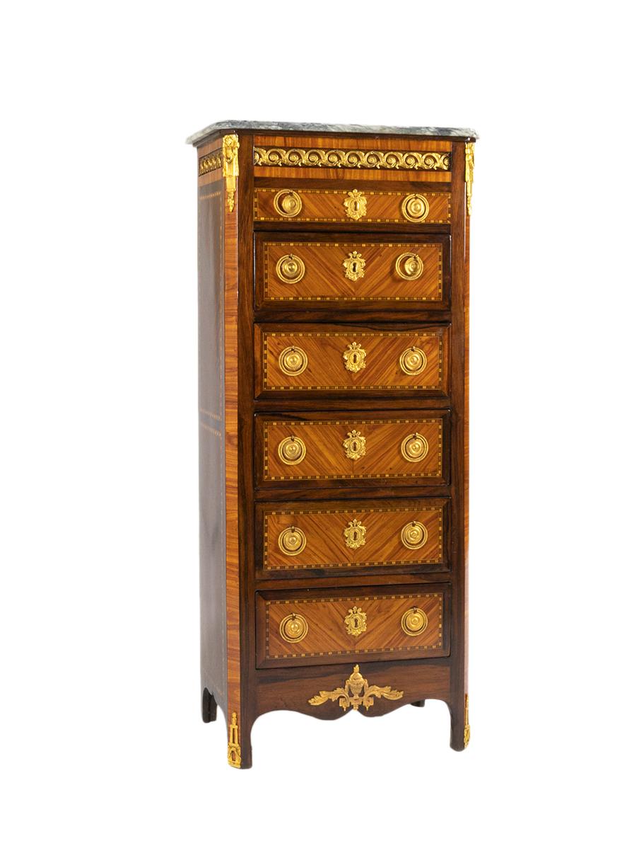 Marquetry 19th Century Napolean III Marble Chiffonier For Sale
