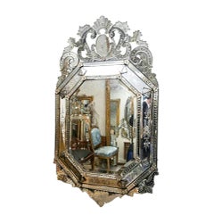 19th Century Venetian Parclose Mirror with Hand-Etched Glass