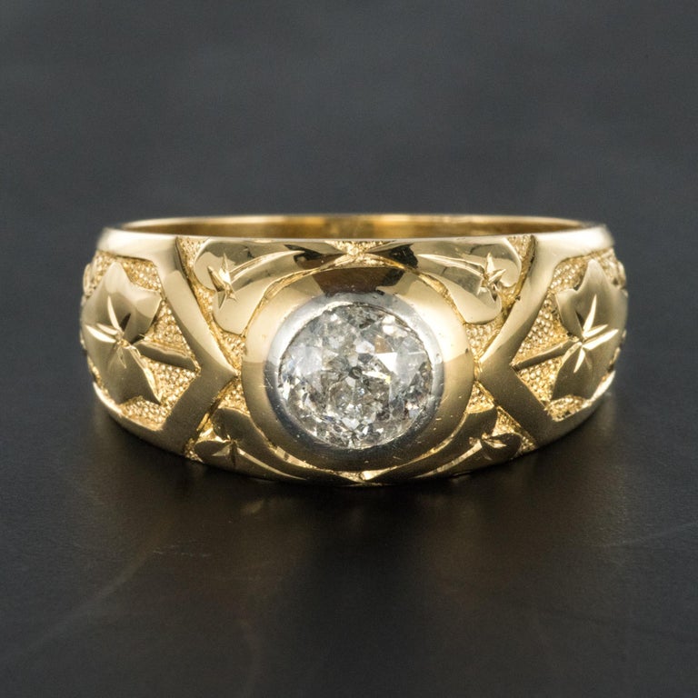 19th Century Napoleon 3 18K Yellow Gold 0,70 carats Diamond Man ...
