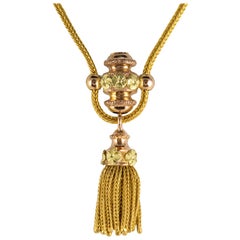 Antique 19th Century Napoleon 3 Pompom 18 Karat Yellow Gold Necklace