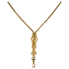 19th Century Napoleon 3 Slide Gloved Hand 18 Karat Yellow Gold Necklace