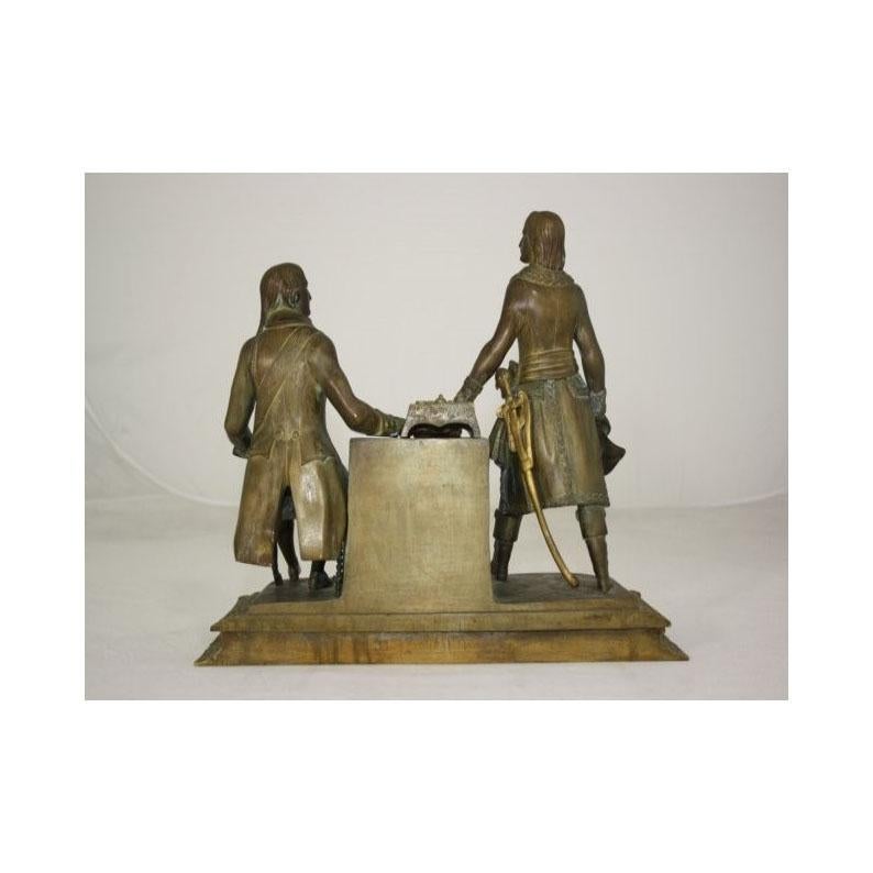 Cast 19th Century 'Napoleon Bonaparte and the Duke of Cobentzel' Hystorical Bronze