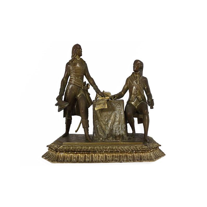 19th Century 'Napoleon Bonaparte and the Duke of Cobentzel' Hystorical Bronze