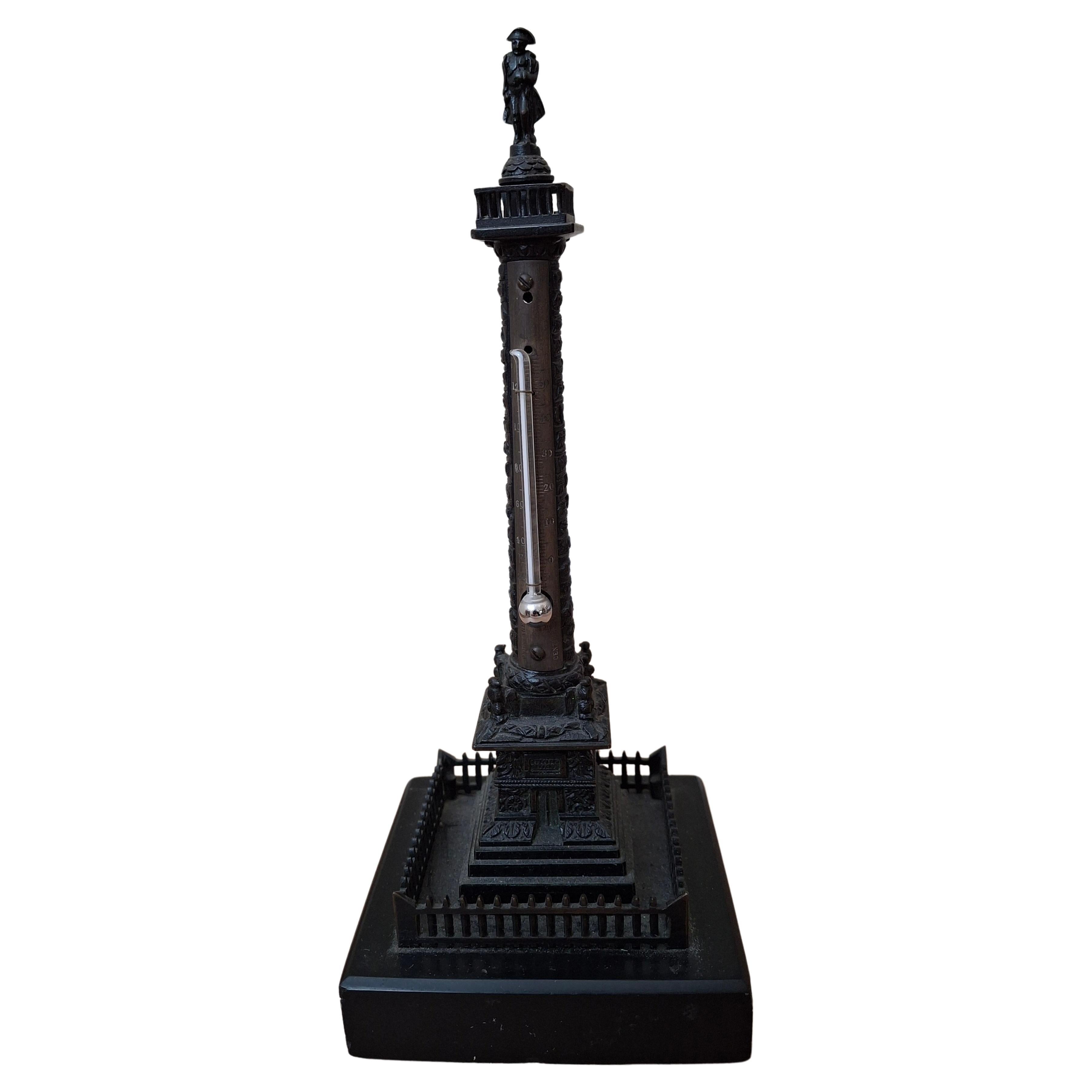 19th Century Napoleon Bronze Thermometer  Depicting colonne Vendome