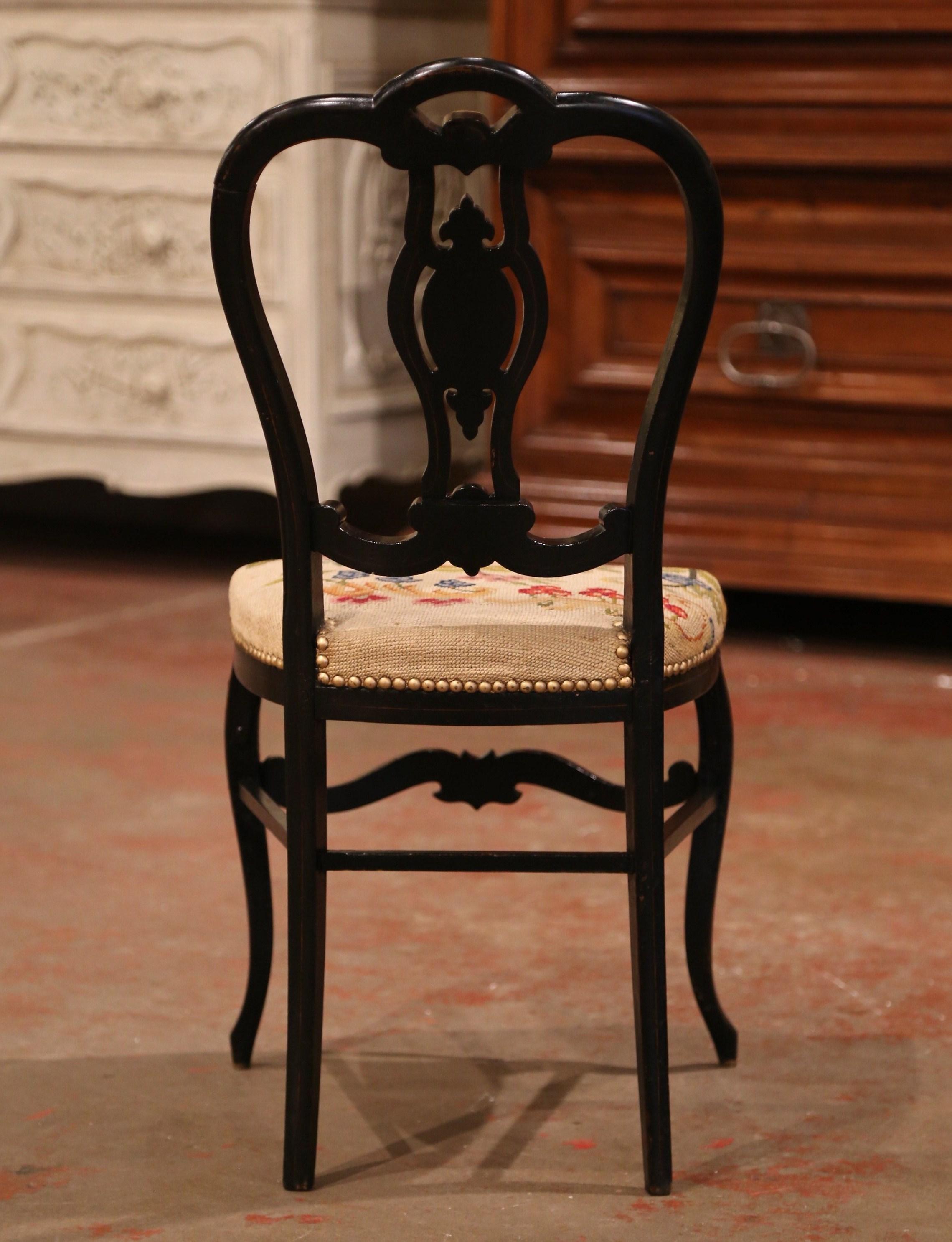 19th Century Napoleon III Black Lacquered and Gilt Decorative Chair 1
